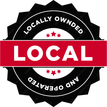 "Locally owned and operated" badge.